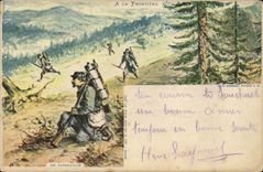 Vintage Postcard Militaria At the border