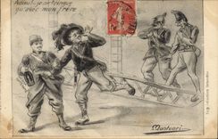 Vintage Postcard Militaria Good-bye