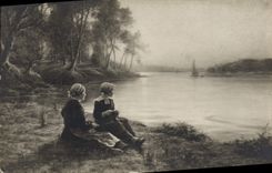Vintage Postcard Living rooms of Paris Georges Maroniez At the edge of Odet