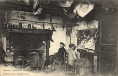 CPA Folklore Interieur landais Boeufs