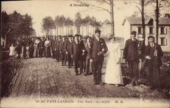 Postal Folclore al País landais una boda el desfile Matrimonio