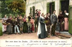 CPA Folklore Une noce dans les Landes Le maitre de maison introduisant les epoux Mariage 