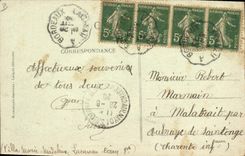 Postal Folclore en la Landas delante del parque tiene ovejas