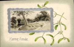 CPA Fantaisie Fleurs Moutons