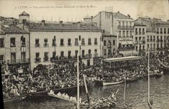 CPA Cette Vue generale des joutes Cettoises et Quai de Bosc 