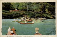 CPA Environs de Saint Etienne et de Firminy Les joutes sur la Loire au Pertuiset