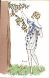 CPA Fantaisie Illustrateur Marzo Femme Les pommiers