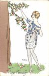 CPA Fantaisie Illustrateur Marzo Femme Les pommiers