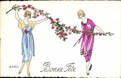 CPA Fantaisie Illustrateur Marzo Femmes 