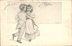 Postal Fantasia Ilustrador Meschini Niños