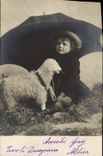 CPA Enfant Agneau 
