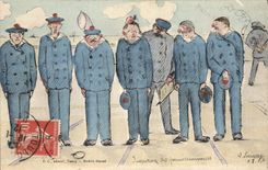 Vintage Postcard Militaria Inspection of the Marine persons on leave