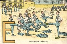 CPA Militaria Lettre E Eduction physique 
