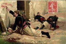 CPA Militaria Zouaves Le dernier du bataillon Jules Monge 
