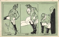 Vintage Postcard Militaria Veni Vidi Vichy