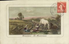 Vintage Postcard Wouvermans harvesters