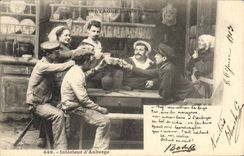 CPA Folklore Les chansons de Botrel illustrees Interieur d'auberge 