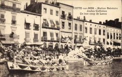 CPA Cette sur Mer Joutes Cettoises Un bon coup de lance 