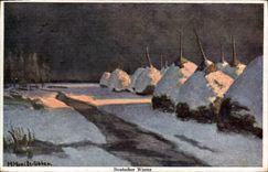 Postal Fantasia Ilustrador Deutscher Winter