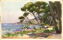 CPA Fantaisie Illustrateur Paysage Arbres