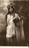 CPA Femme Lyre 