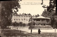 Vintage Postcard Toulon Places weapons the police port authority and the Kiosk