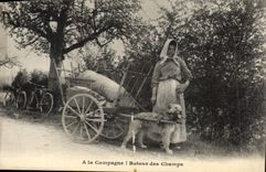 CPA Voiture a chien a la campagne REtour des champs Folklore TOP 