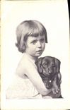 CPA Chien Chiens Basset Enfant