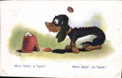 CPA Chien Chiens Basset Mein Gott ! A tank !