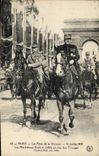 Vintage Postcard Militaria Paris festivals of the Victoire July 14th, 1919 the marshals Foch and Joffre at the top of the troops