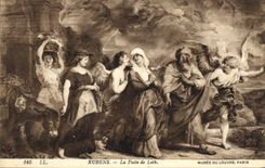 Postal Rubens la fuga de Loth París Vagar del Louvre