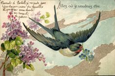 CPA Fantaisie Fleurs Oiseau 