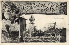 CPA 1912 Carnaval d'Aix Joute carnavalesque 