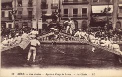 Vintage Postcard Sete tournaments After the blow of lance the fall