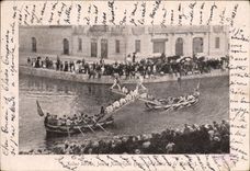 CPA Scene locale Joute nautique avec le lace et le parvis 