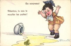 Postal Fantasia Ilustrador Niño Rana