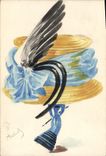 CPA Fantaisie Illustrateur Femme Chapeau Coiffe Chapeau (dessin a la main) 