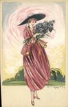 CPA Fantaisie Illustrateur Femme 