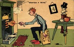 CPA Fantaisie Illustrateur Wanted a wife His breakfast 