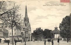 Vintage Postcard Kiosk Holy Chatellerault Church Jean and bandstand