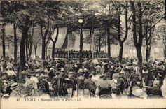 Vintage Postcard Kiosk Vichy Music in the park