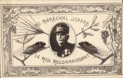 Vintage Postcard Militaria With the Joffre Marshal grateful South