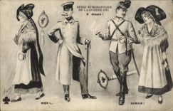 Vintage Postcard Militaria Yesterday Tomorrow Alsace