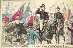 Vintage Postcard Militaria SM Albert 1st King of the Belgians and general glorious Leman defender of Liege