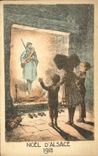 Vintage Postcard Militaria Christmas of Alsace 1918 Alsace Children