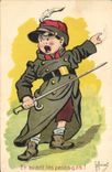Vintage Postcard Militaria Child Ahead small the gas!
