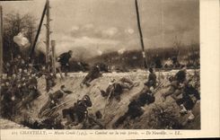 Postal Chantillí Vagar Conde Combate sobre la vía férrea de Neuville