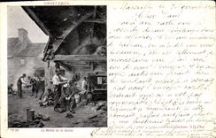 Postal la mañana del estudio Militaria