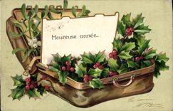 CPA Fantaisie Fleurs Houx