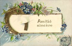 CPA Fantaisie Fleurs Fer a cheval